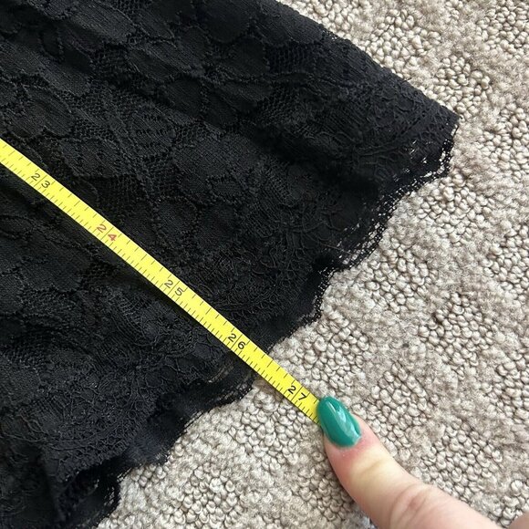 Express Women Medium M Black Lace Top Zip Back Stretch Fitted Goth 90s Rock Y2k - Picture 11 of 11